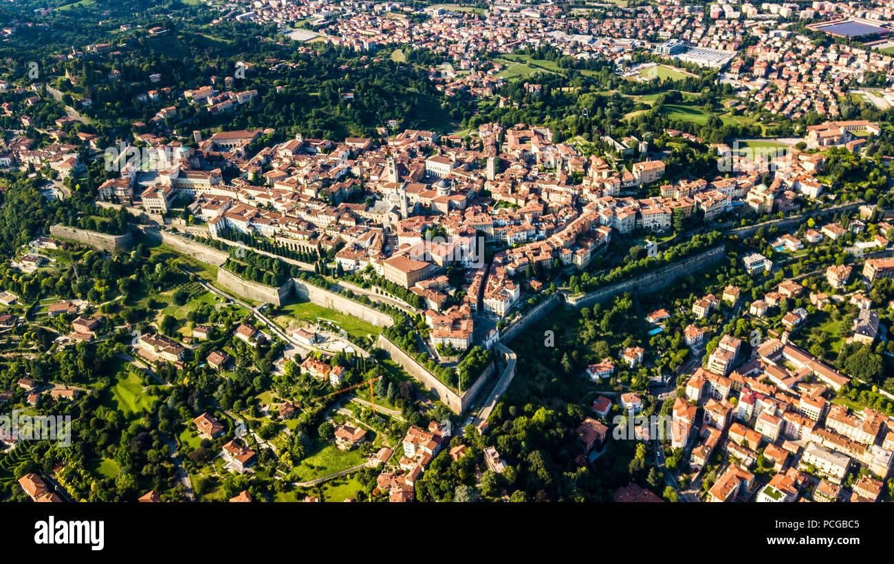 Città Alta or Upper Town, old walled city of Bergamo, Italy Stock Photo