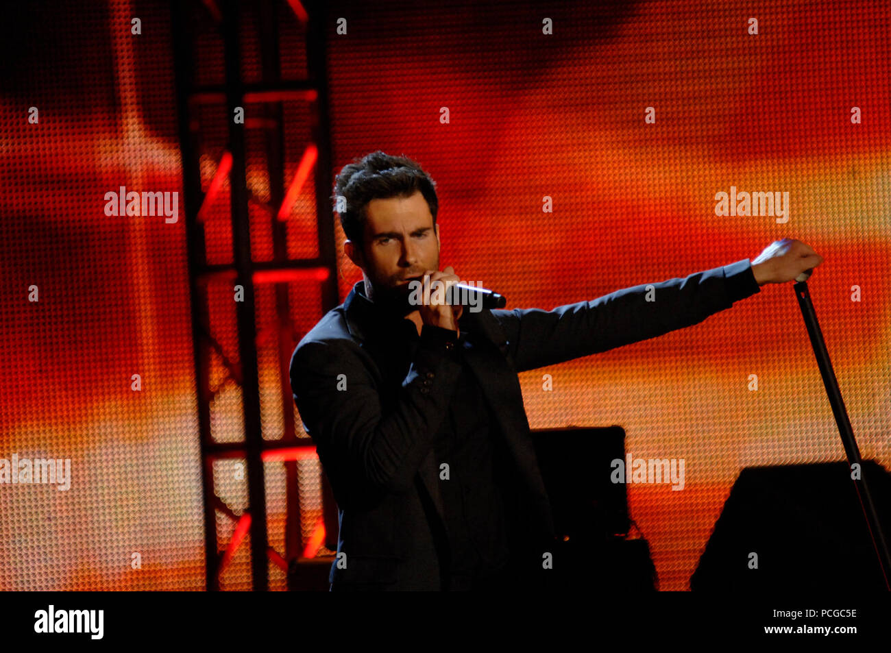 Maroon 5's Adam Levine performs at the Neighborhood Ball in downtown Washington, D.C., Jan. 20, 2009. More than 5,000 men and women in uniform are providing military ceremonial support to the presidential inauguration, a tradition dating back to George Washington's 1789 inauguration. ( Stock Photo