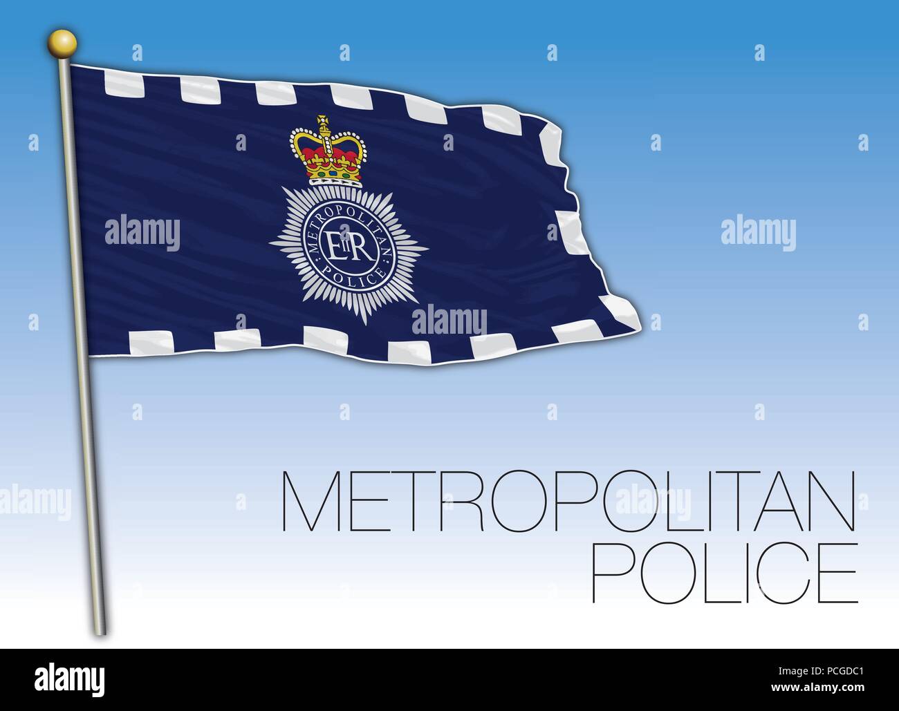 Metropolitan Police flag, United Kingdom Stock Vector