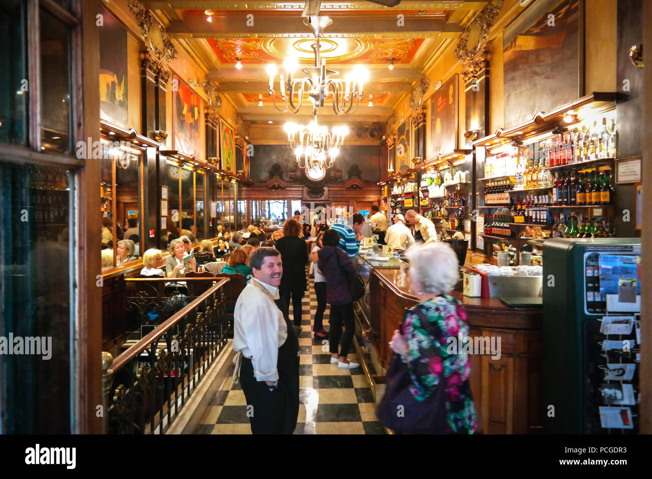 Famous cafe and restaurant A Brasileira in the Chiado district of Lisbon, Portugal Stock Photo