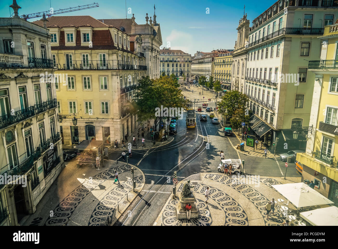 Lisbon. Chiado with Praca de Camoes in the background. Stock Photo