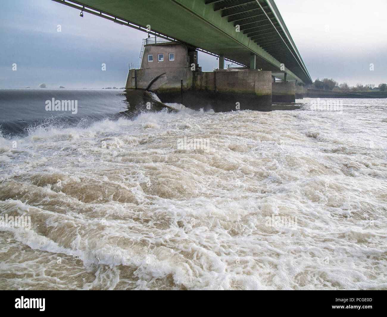 River barrier  at the Elbe near Geesthacht, Niedersachsen, Germany. Stock Photo