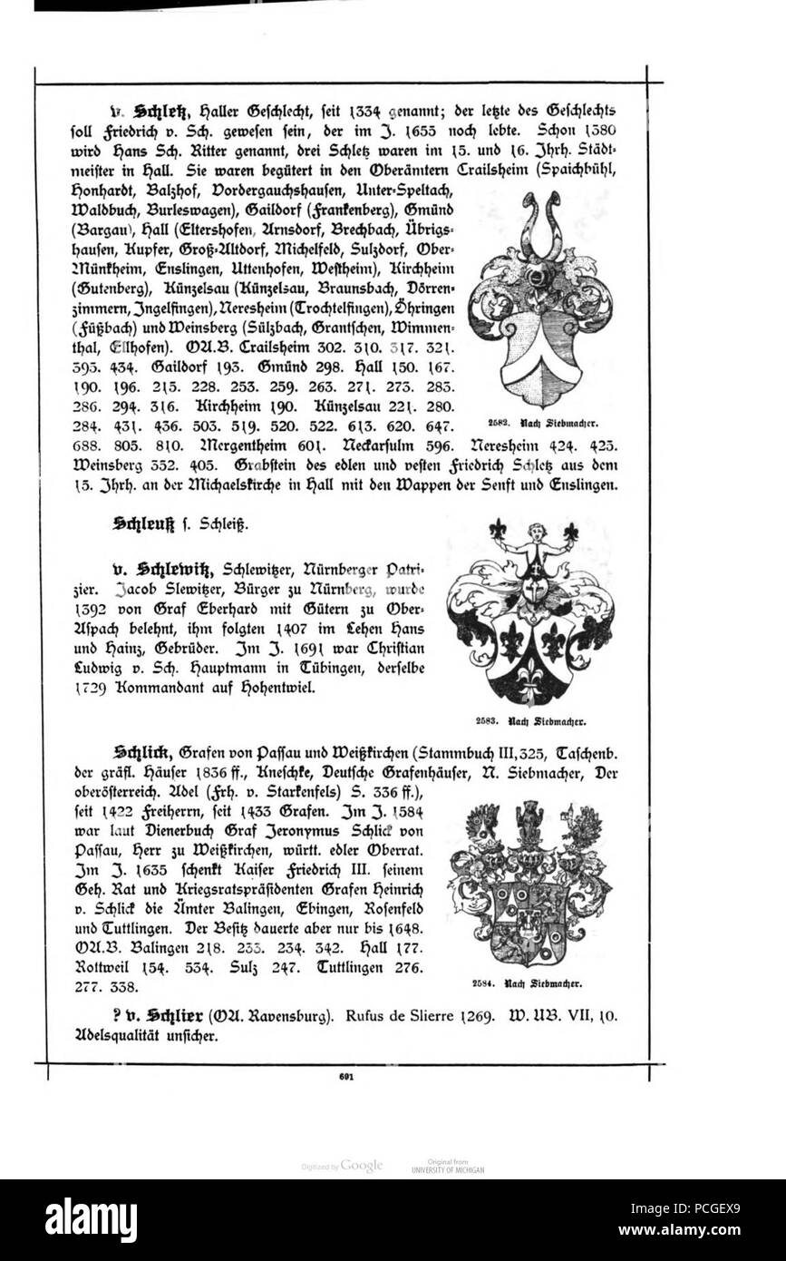 Alberti Wuerttembergisches Adels- und Wappenbuch 0691. Stock Photo