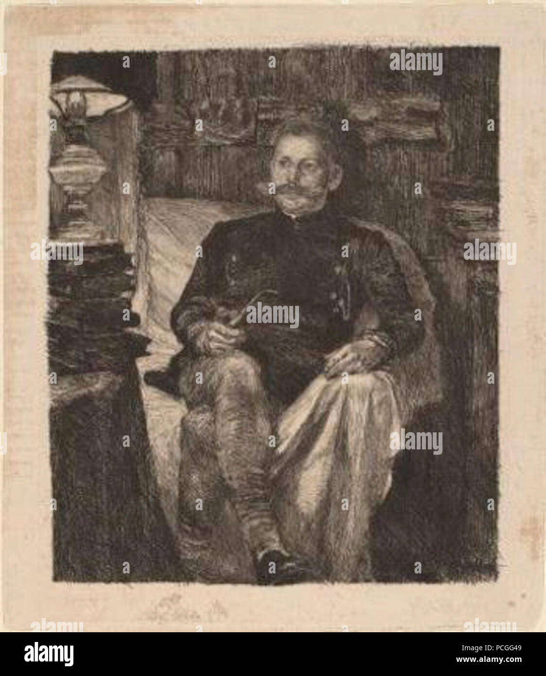 Albert Welti Franz Rose in seinem Arbeitszimmer. Stock Photo