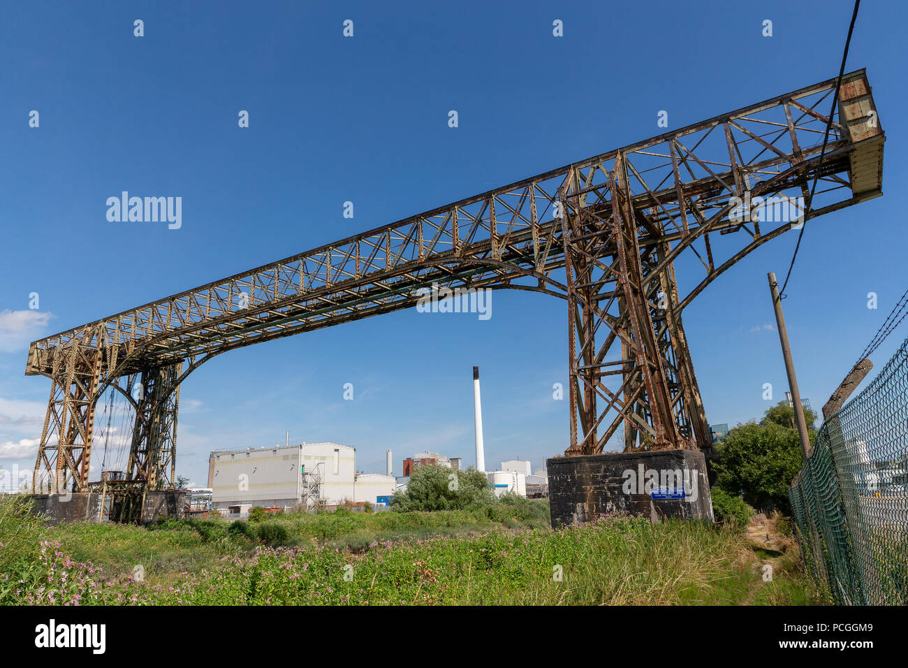 The Warrington Transporter Bridge or Bank Quay Transporter Bridge near to Crosfield’s soap works