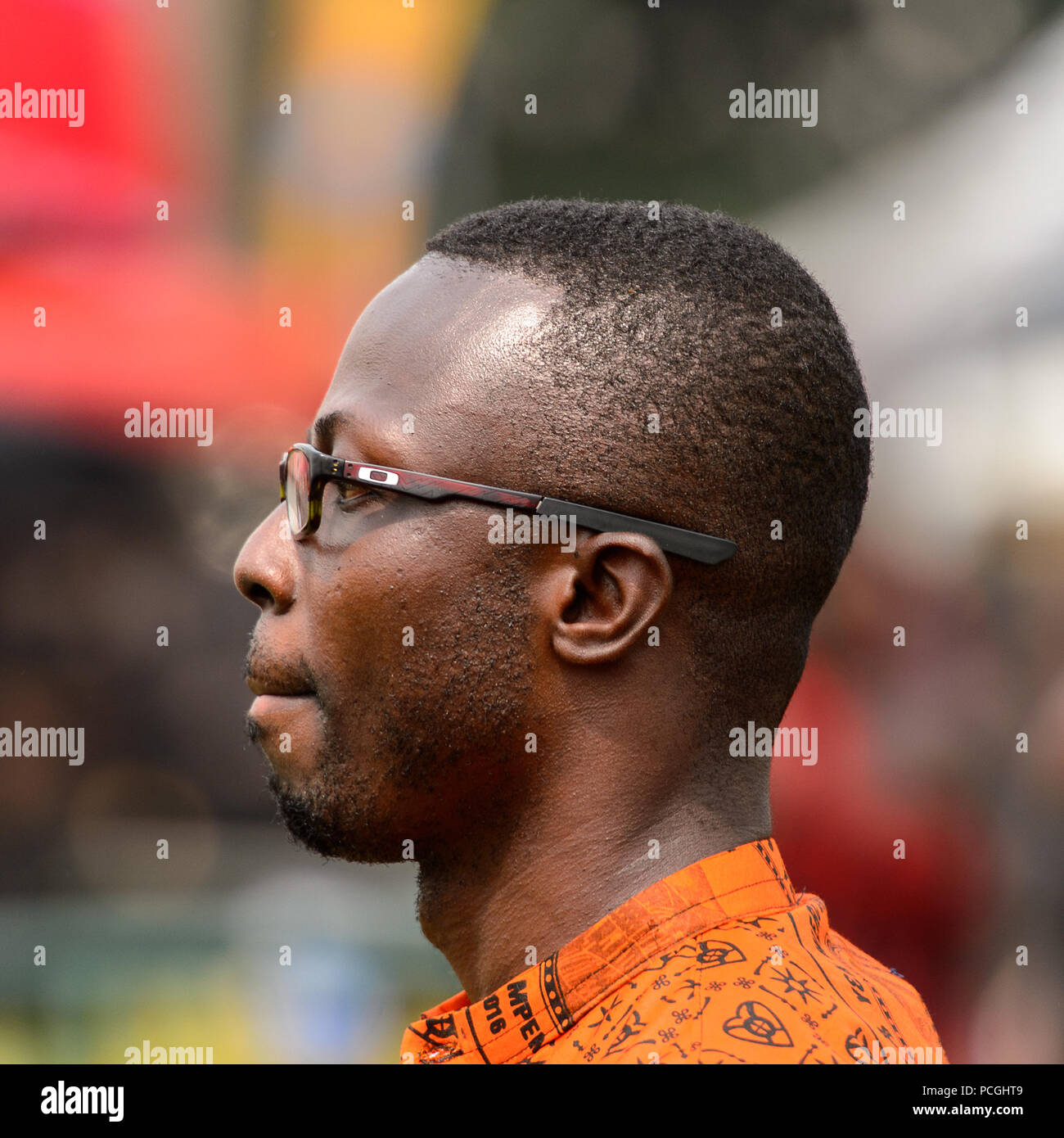 KUMASI, GHANA JAN 16, 2017 Unidentified Ghanaian man in glasses at