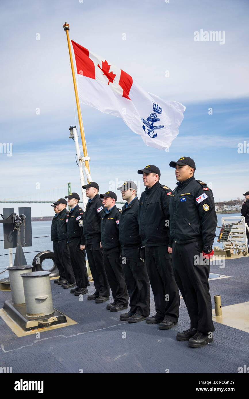 2018 Battle of the Atlantic service and committal ceremony on-board HMCS Halifax in Halifax Harbour, Nova Scotia, Canada. Stock Photo