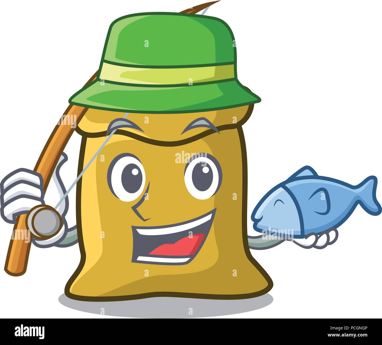 Fishing flour mascot cartoon style Stock Vector