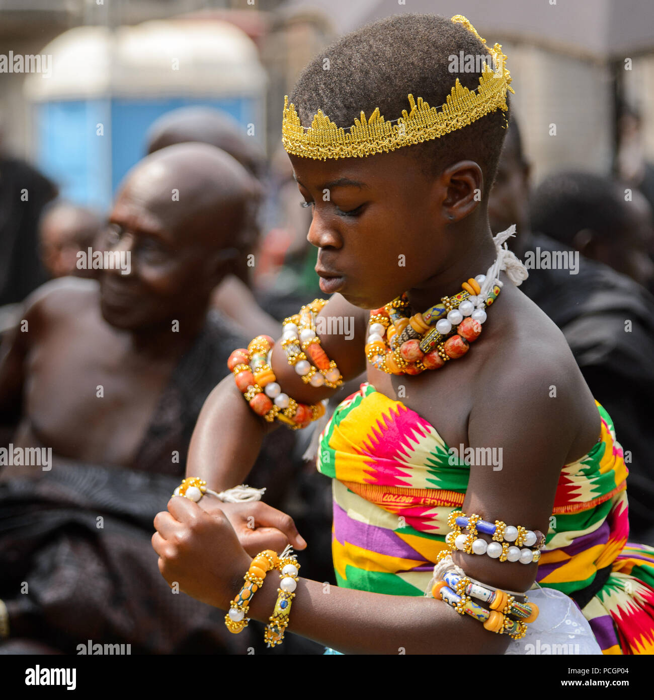 KUMASI, GHANA - JAN 16, 2017: Unidentified Ghanaian little girl in