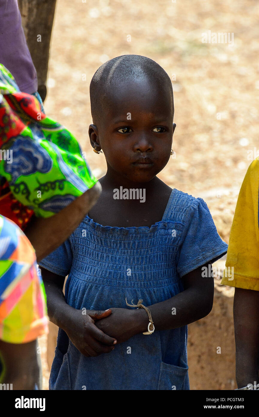 TAMBERMA VIL, TOGO - JAN 13, 2017: Unidentified Tammari little girl in ...