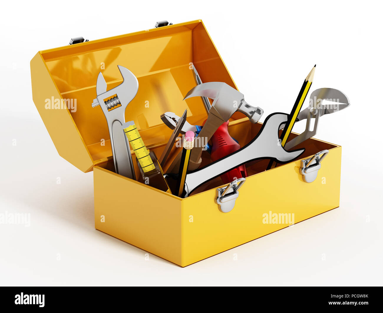 Download Yellow Toolbox With Hand Tools 3d Illustration Stock Photo Alamy Yellowimages Mockups