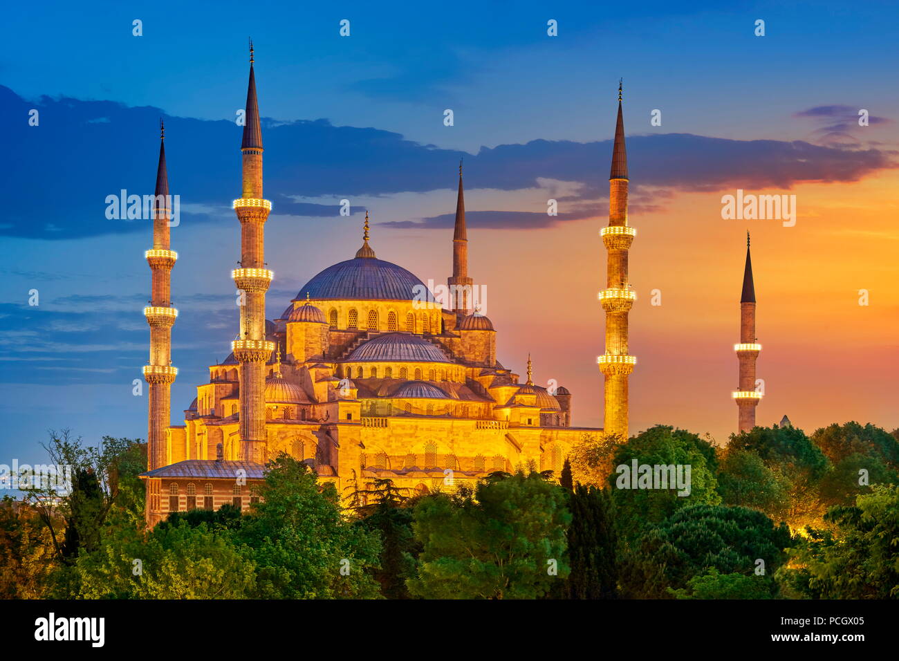 Blue Mosque, Sultan Ahmed Mosque, UNESCO World Heritage Site, Istanbul, Turkey Stock Photo