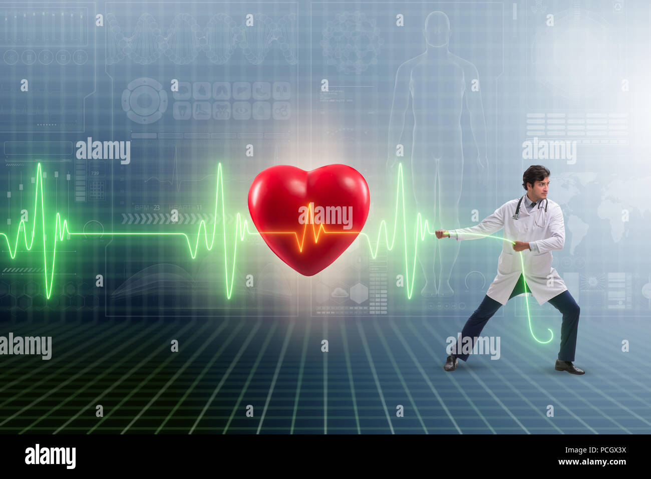 Cardiologist In Telemedicine Concept With Heart Beat Stock Photo - Alamy