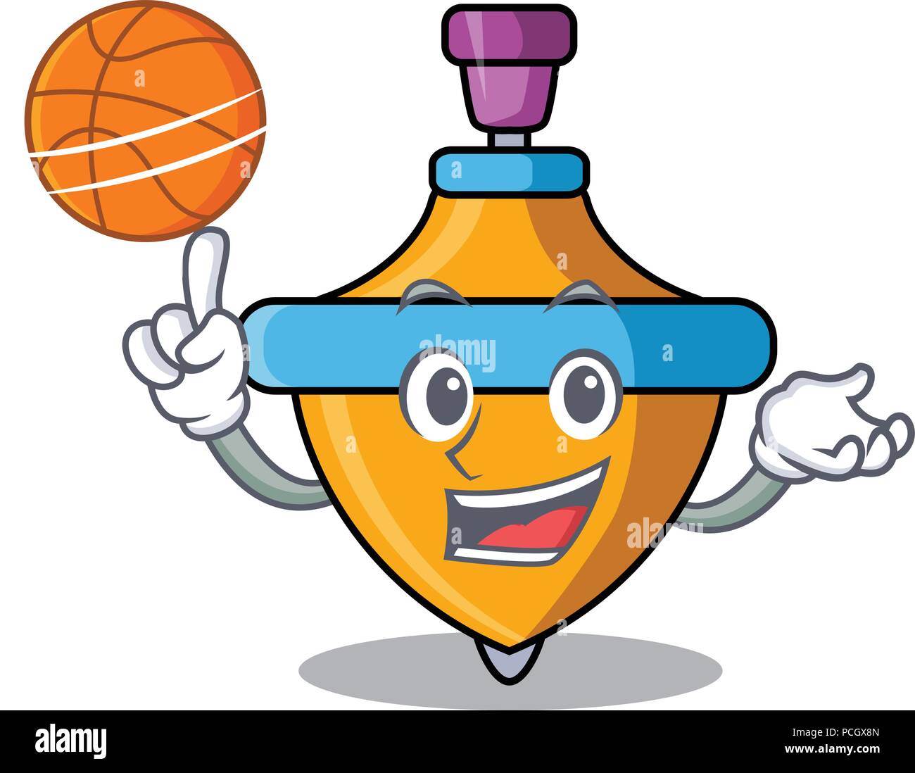 With basketball spinning top character cartoon Stock Vector Image & Art