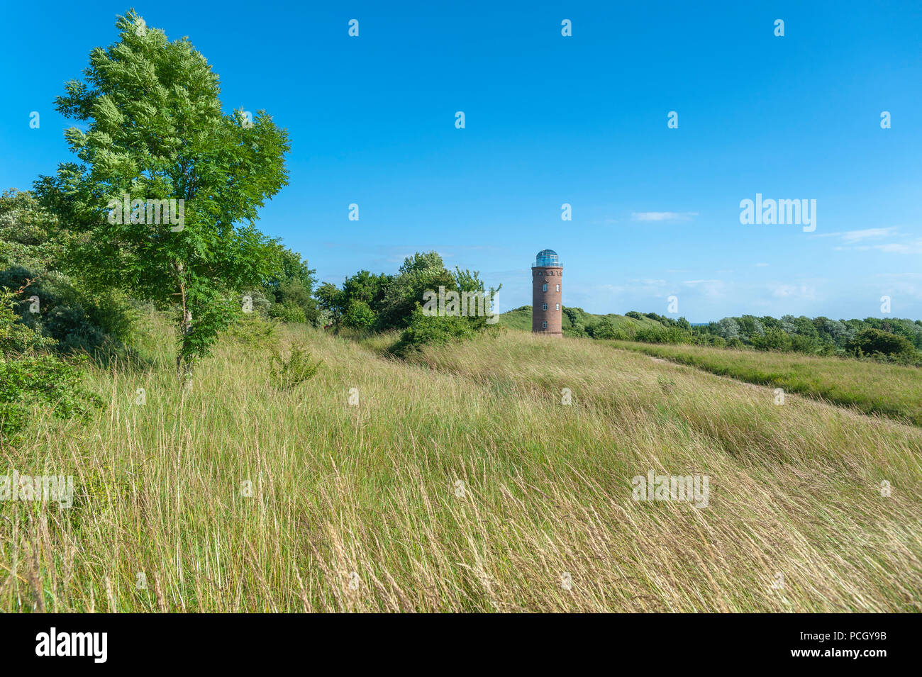 Landscape with former Marinepeilturm tower at Cape Arkona, Putgarten, Rügen, Mecklenburg-Vorpommern, Germany, Europe Stock Photo