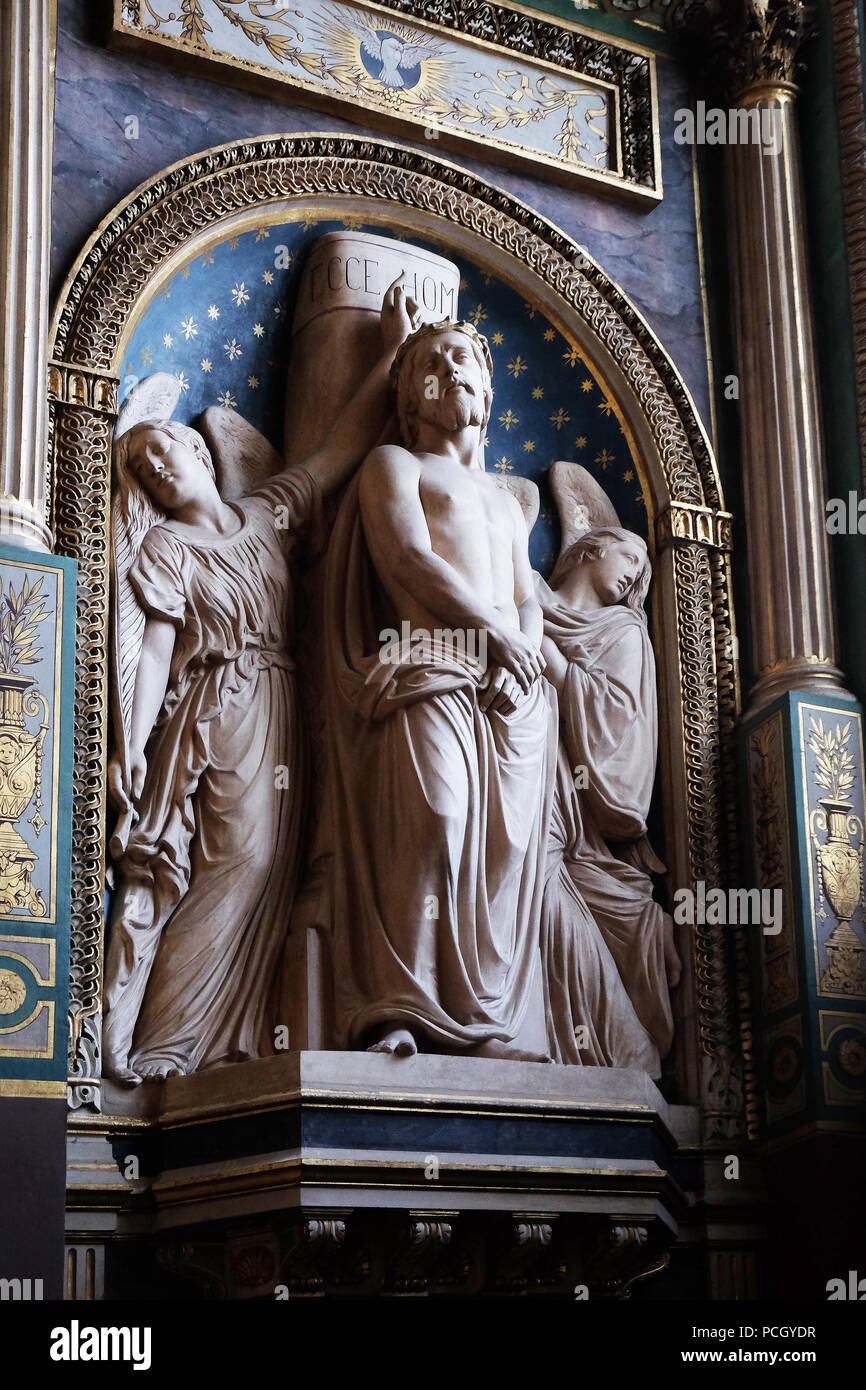 Ecce Homo by Antoine Etex in the Chapel of the Souls of Purgatory, Saint Eustache church in Paris, France Stock Photo