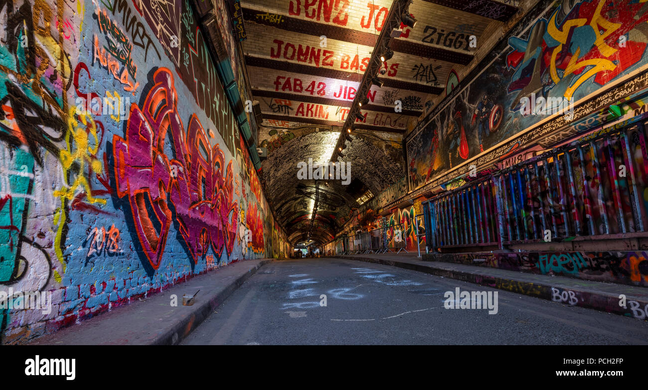 Graffiti in tunnel in London Stock Photo