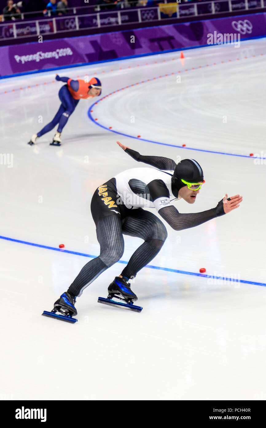 Daichi Yamanaka (JPN) competing in the Speed Skating - Mens' 500m at the Olympic Winter Games PyeongChang 2018 Stock Photo