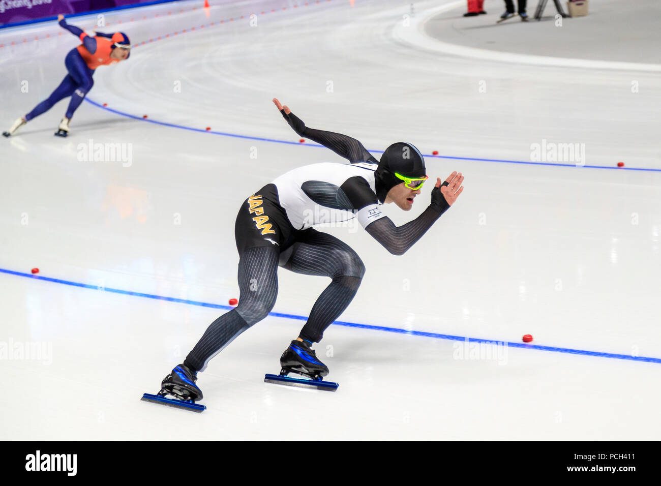 Daichi Yamanaka (JPN) competing in the Speed Skating - Mens' 500m at the Olympic Winter Games PyeongChang 2018 Stock Photo