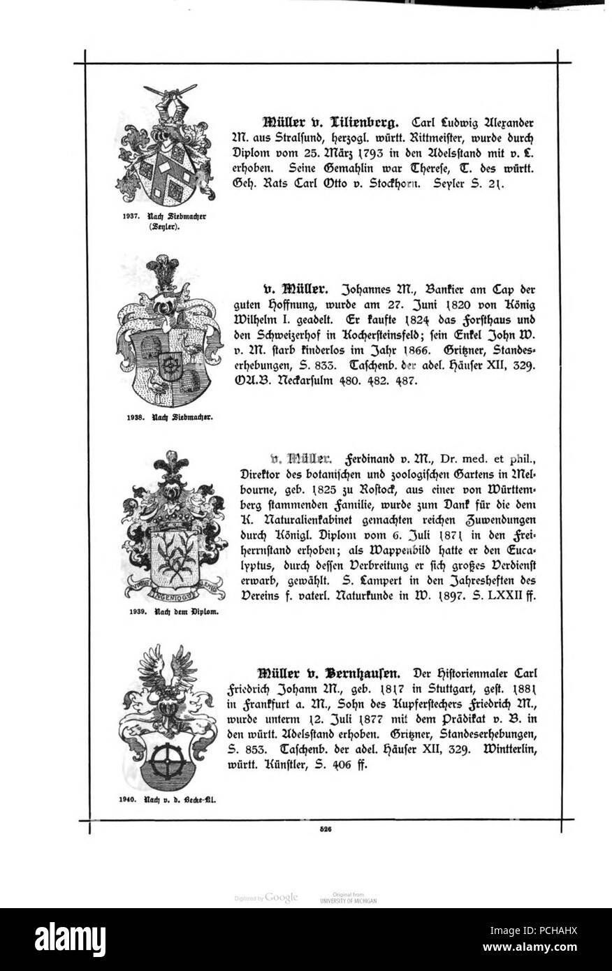 Alberti Wuerttembergisches Adels- und Wappenbuch 0526. Stock Photo