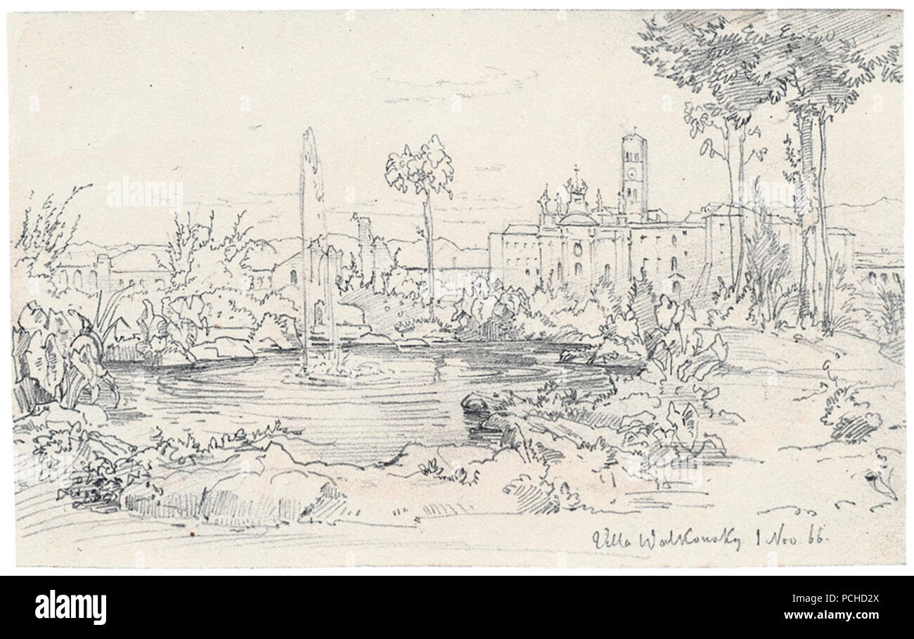 Albert Hertel Im Park der Villa Wolkonsky 1866. Stock Photo
