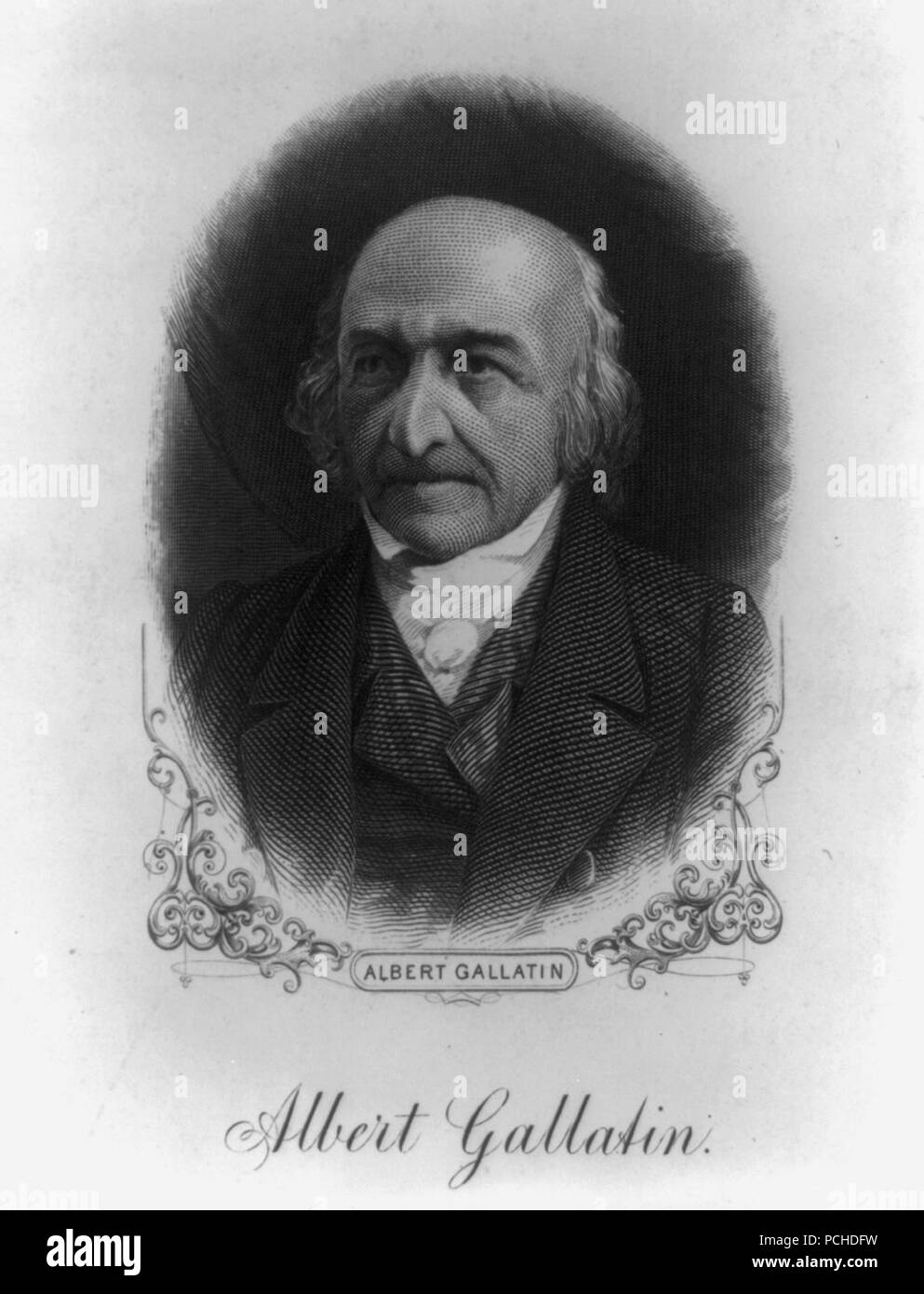 Albert Gallatin, oval bust portrait Stock Photo Alamy