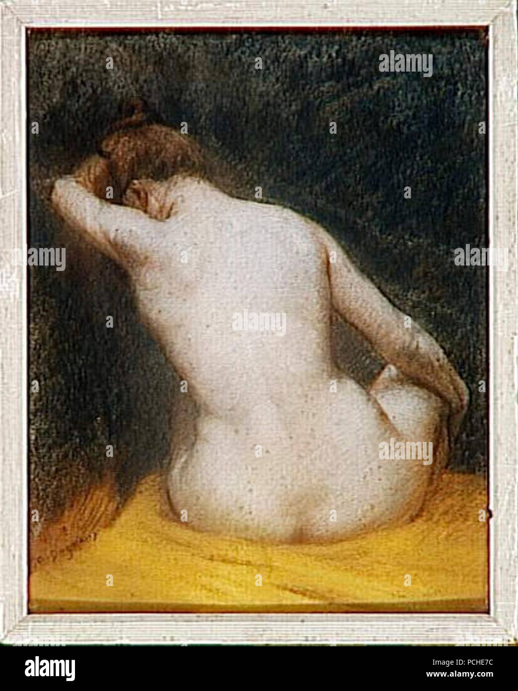 Albert Dagnaux - Femme nue assise de dos. Stock Photo
