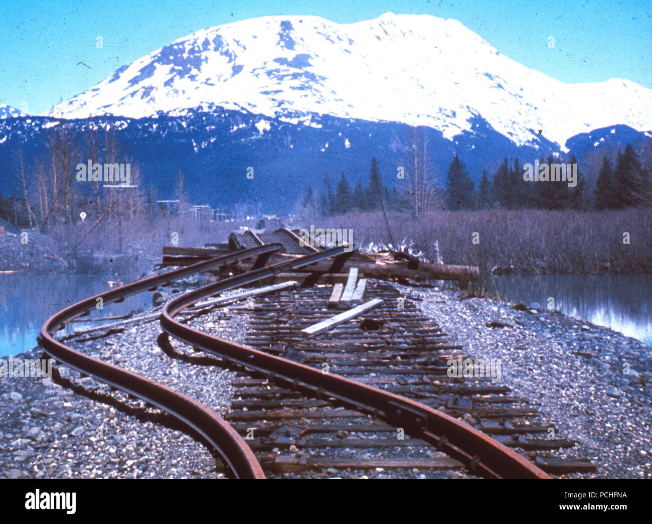 Alaska Railroad tracks damaged in the 1964 earthquake Stock Photo Alamy