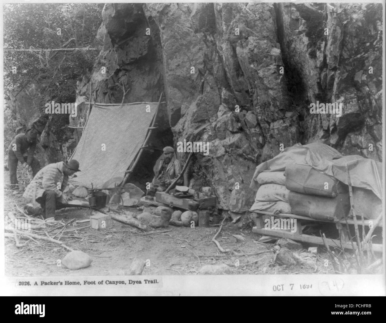 Alaska Klondike 1897 ‘a packer's home, foot of canyon, Dyea Trail