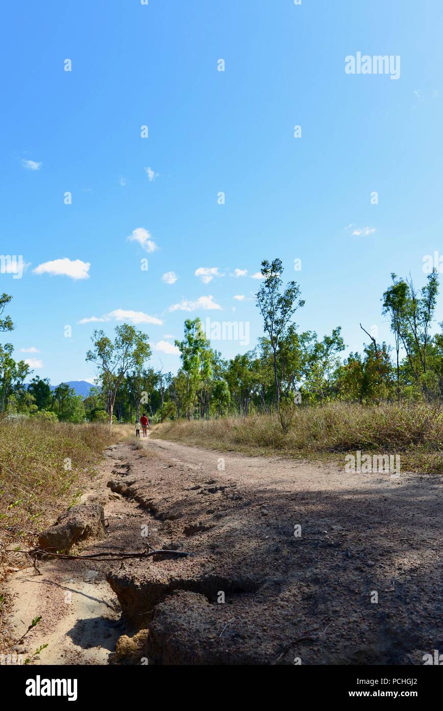 Deep gouges in an unsealed road due to rain damage, Townsville ...
