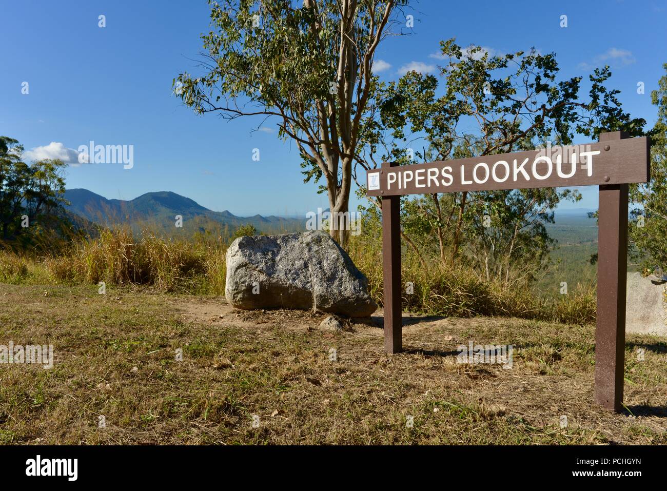 Pipers lookout sign at Hervey Range, Townsville, Queensland, Australia