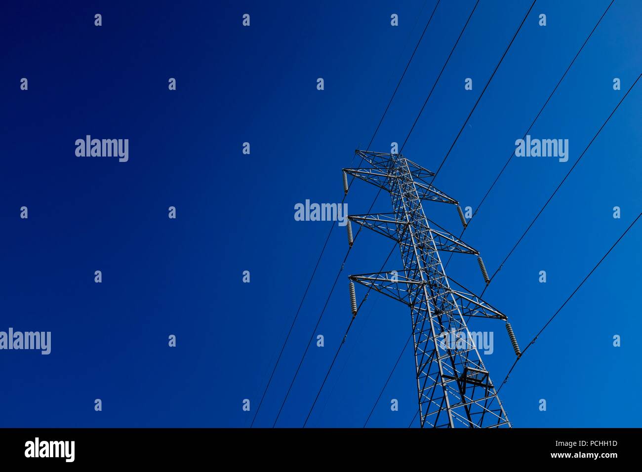 Overhead power Lines and towers going across the Australian landscape