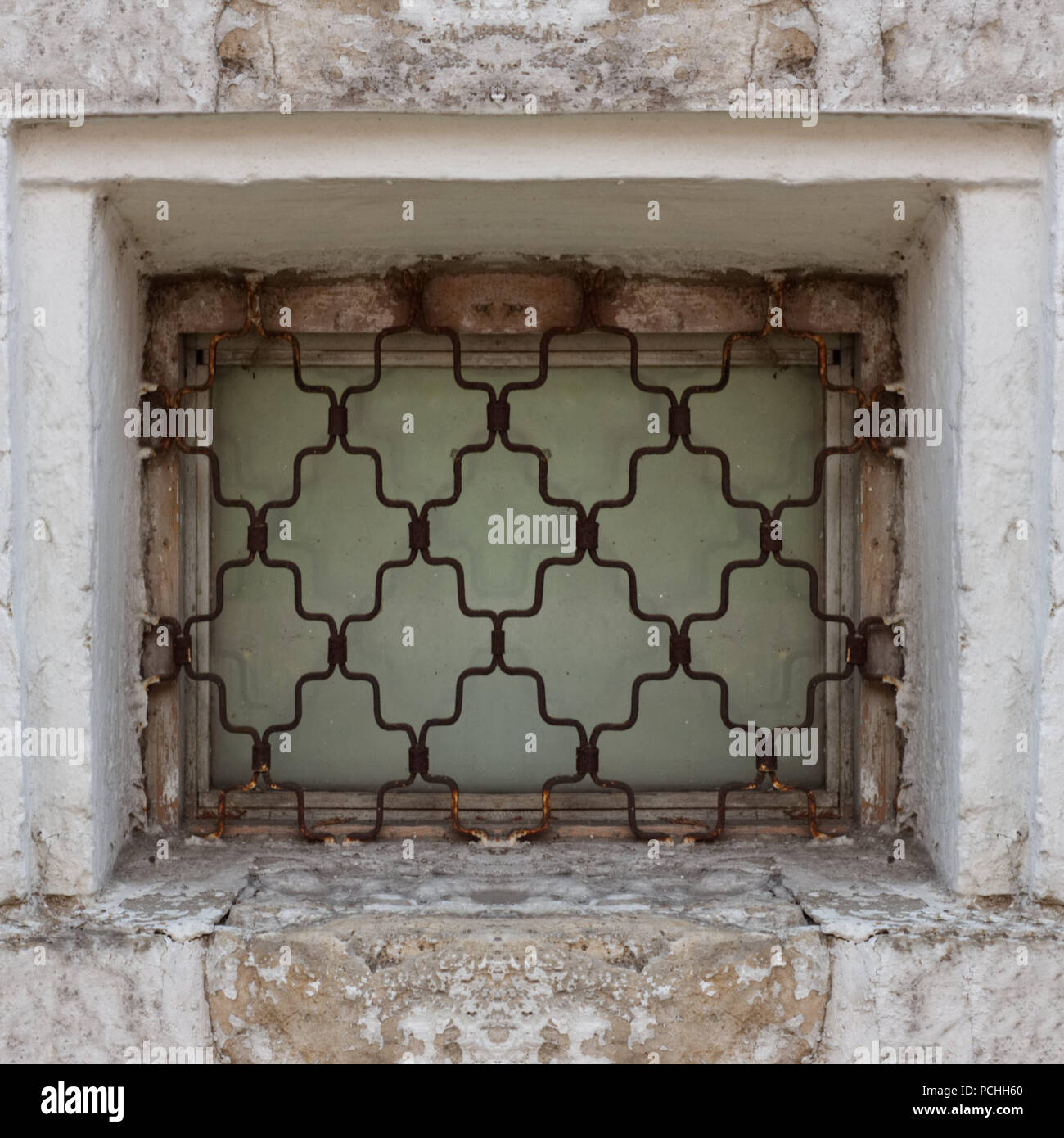Seamless pattern of ancient castle window with big stone blocks and