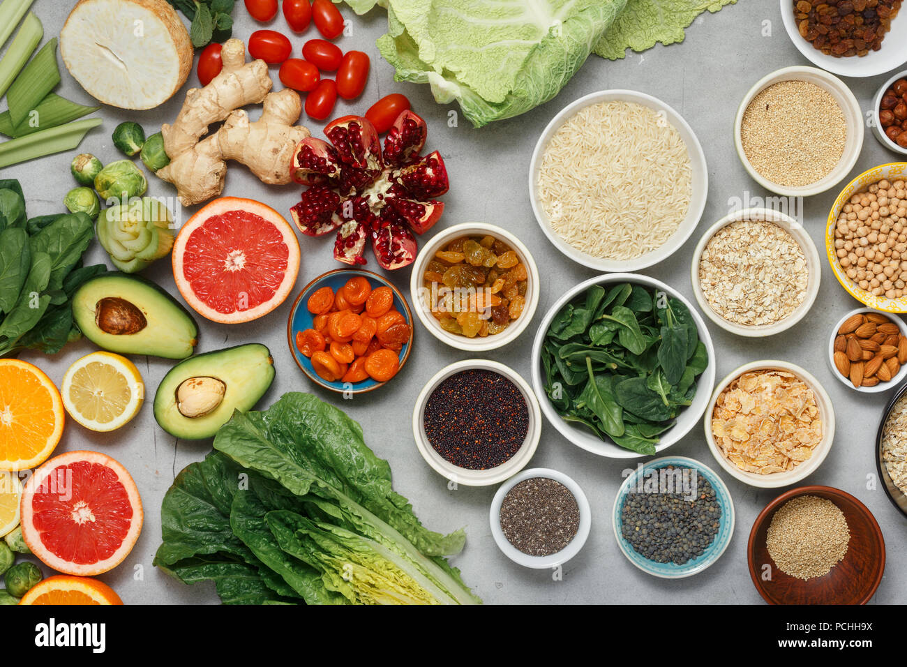 Clean eating concept.Vegetarian healthy food - different vegetables and ...