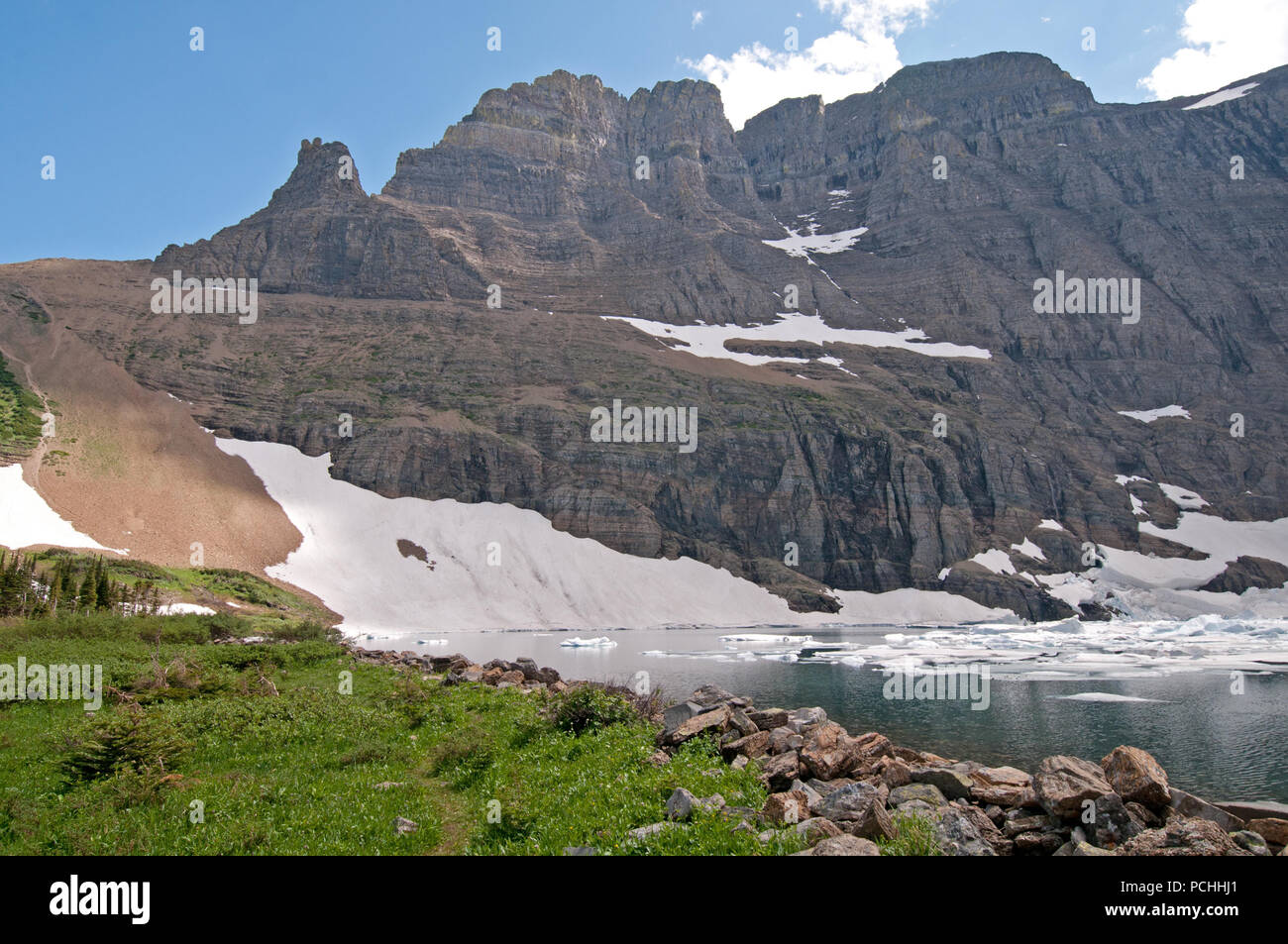 Iceberg Lake in Glacier National park in Montana Stock Photo
