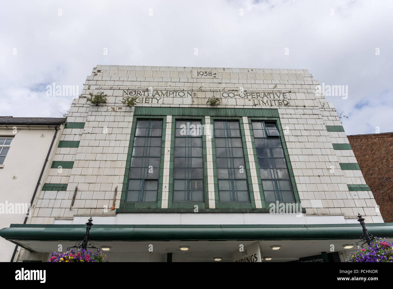 Art Deco style façade of the Cooperative Arcade, Northampton, UK Stock Photo