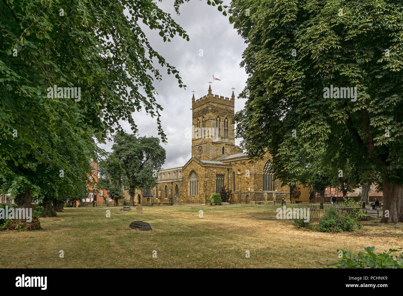 The Anglican church of St Giles, the earliest parts of which date from 12th century; Northampton, UK Stock Photo