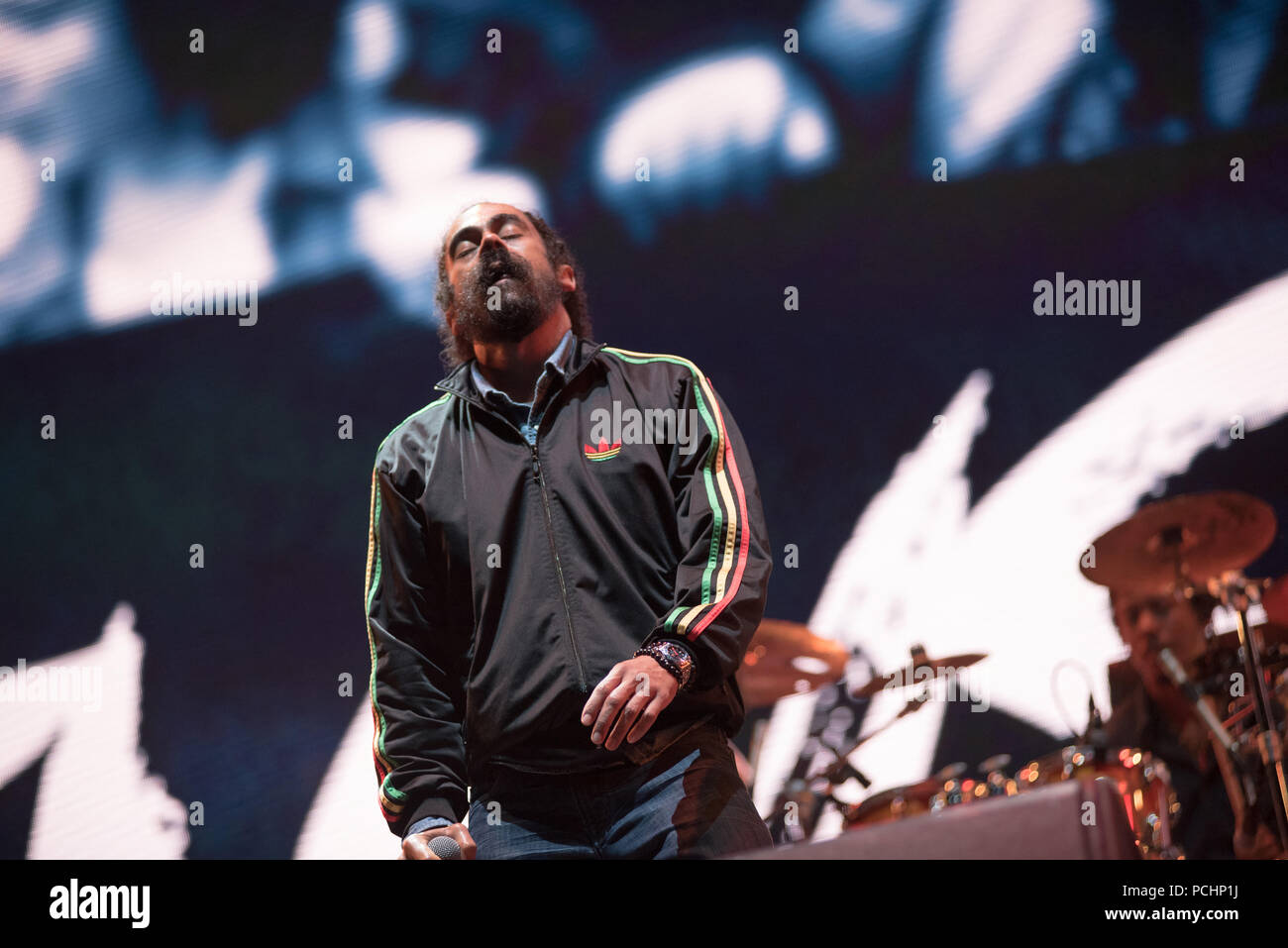 BONTIDA, ROMANIA - JULY 18, 2018: Damian Marley, four time Grammy award winner, and the son of reggae legend Bob perfoming a live concert at Electric  Stock Photo