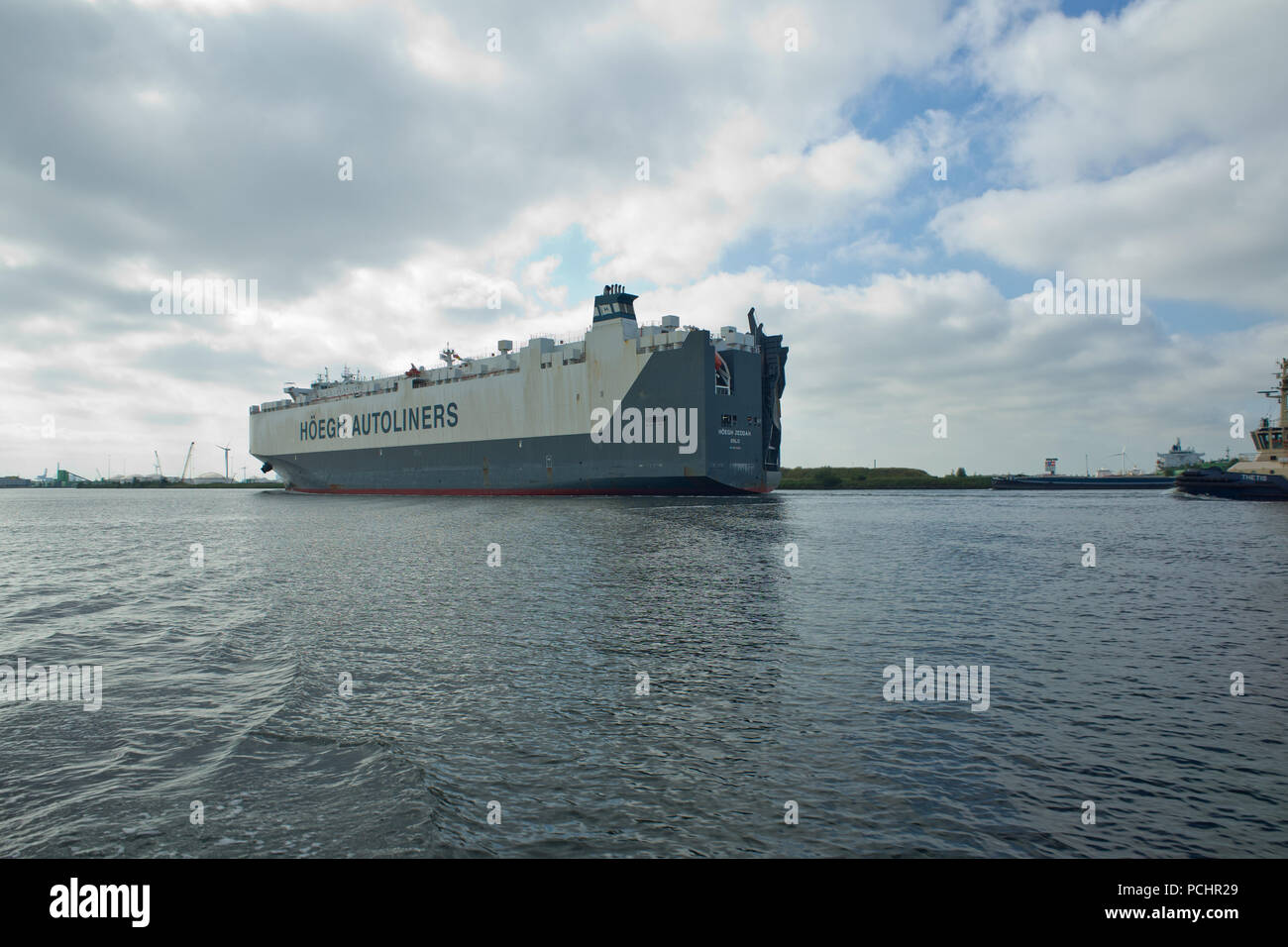 Hoegh Jeddah Vehicle Carrier North Sea Canal Holland Netherlands Built 2014 Stock Photo