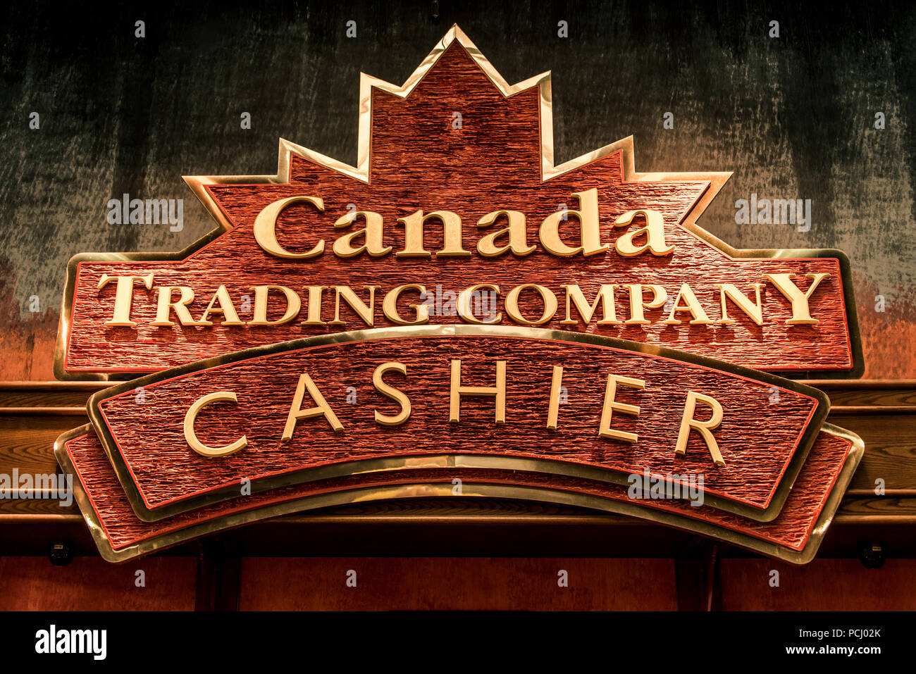 NIAGRA, ONTARIO Canada 06.09.2017 - The logo of a Canadian souvenier shop Canada cashier trading company in the town of niagra falls Stock Photo