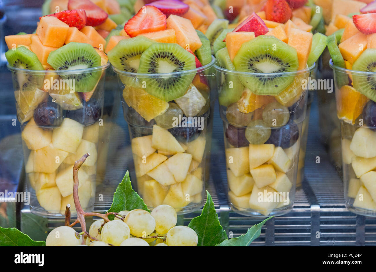 Pineapple melon fruit salad hi-res stock photography and images