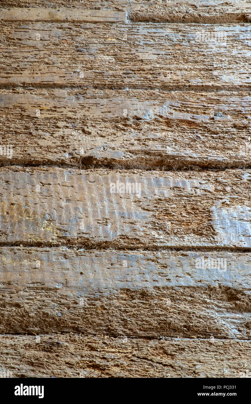 Massive old French farmhouse wooden floor boards after restoration. Full frame background texture close up details. Stock Photo