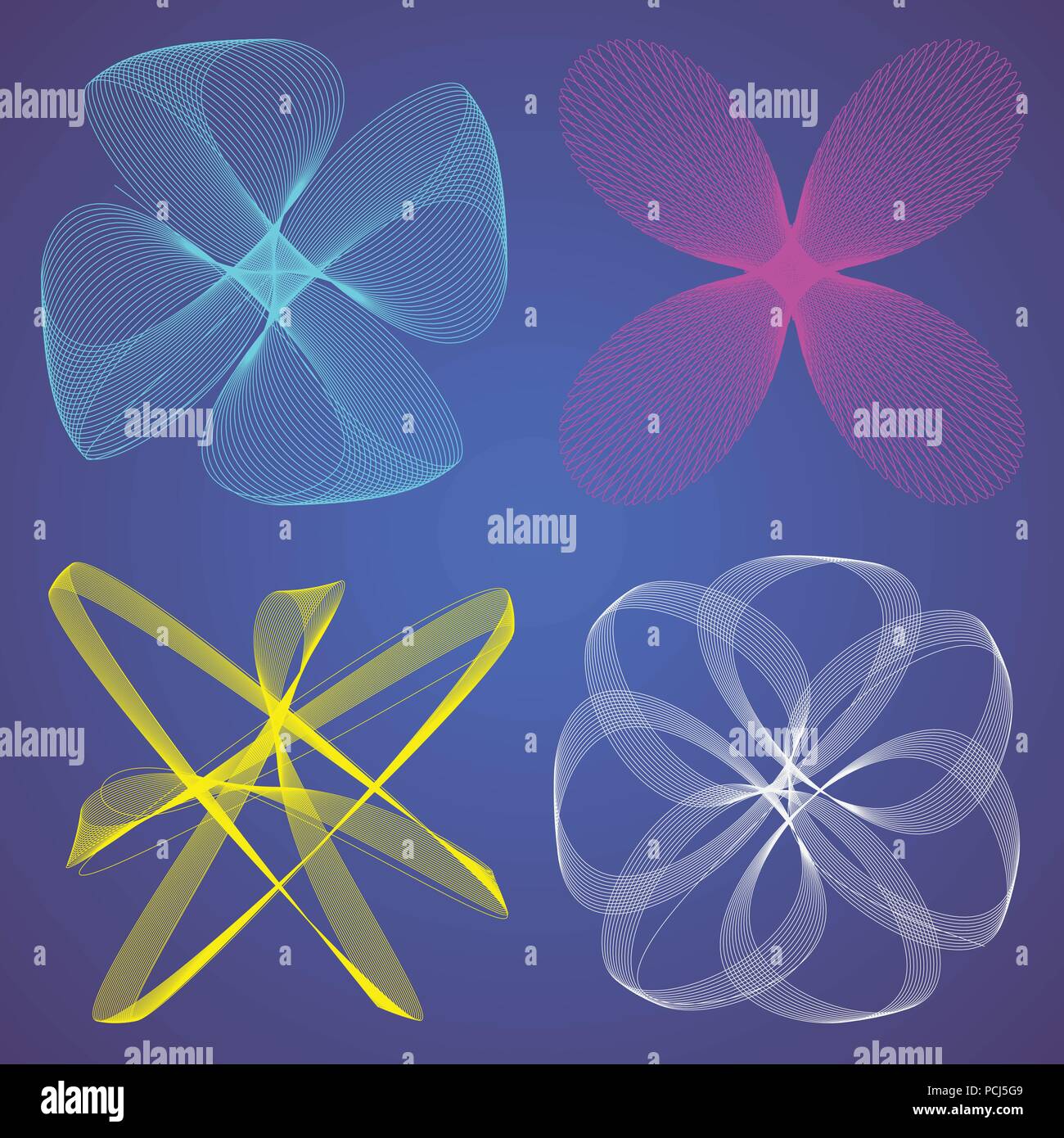 A set of spiral lines for background. Mathematical spiral lines. Vector