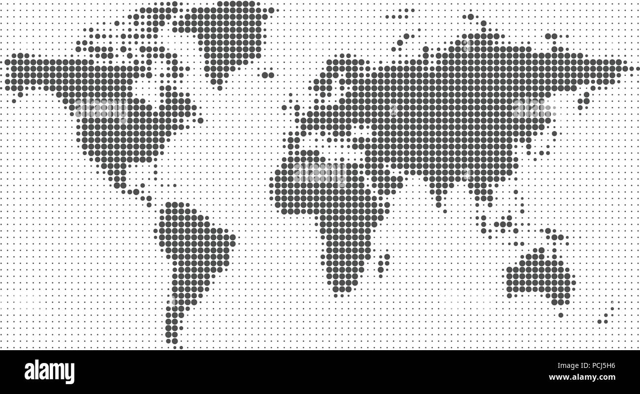 World map halftone dots background. Vector EPS 10 Stock Vector