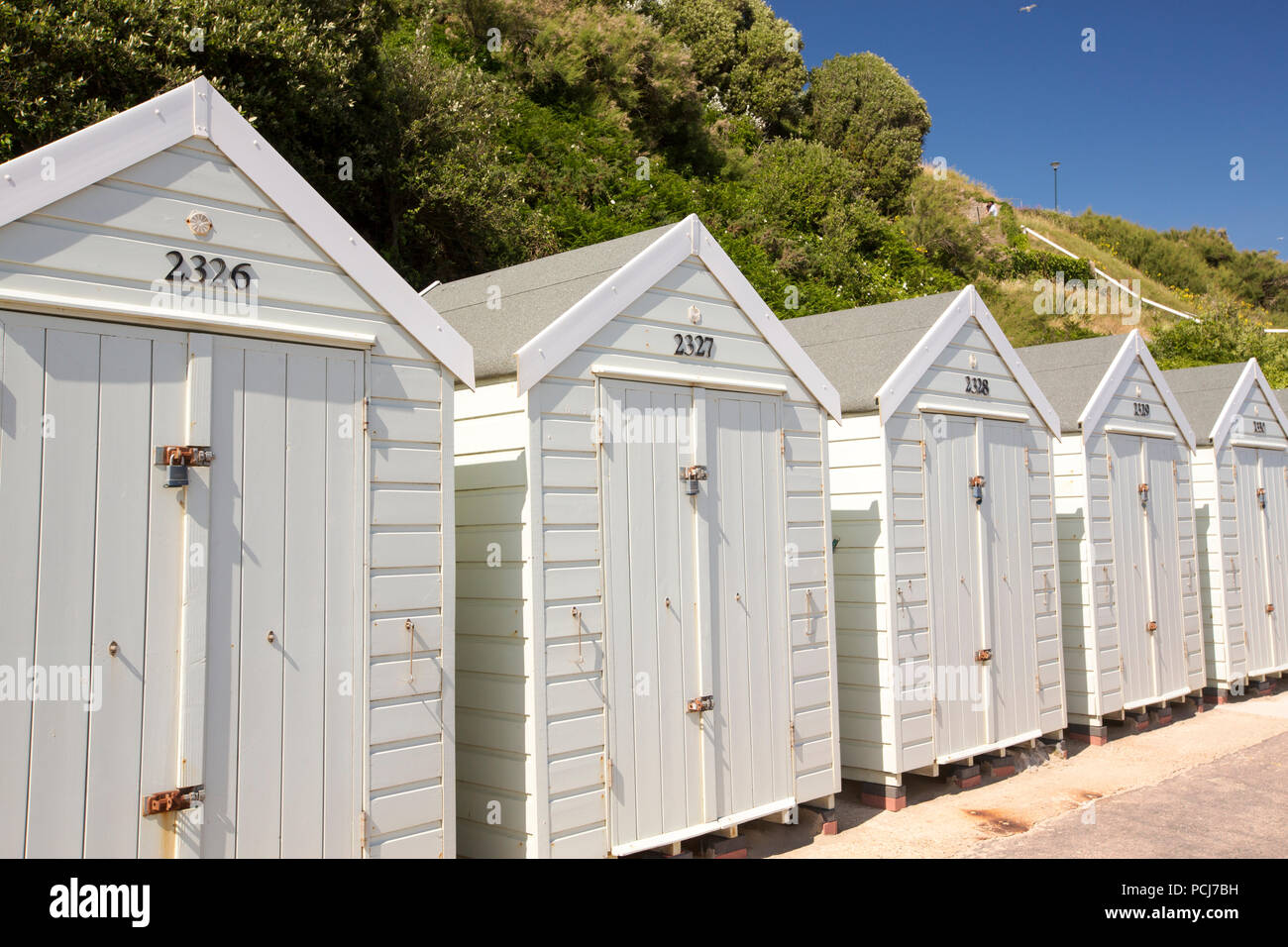 Beach huts on Bournemouth promenade, Dorset, UK Stock Photo Alamy
