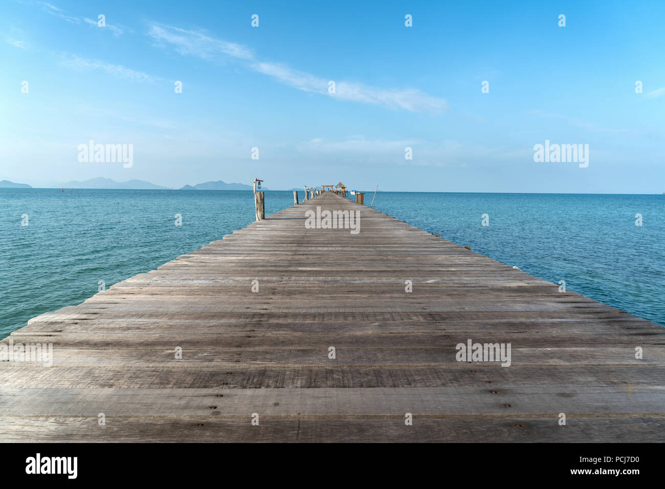 Wooden pier in Phuket, Thailand. Summer, Travel, Vacation and Holiday concept. Stock Photo