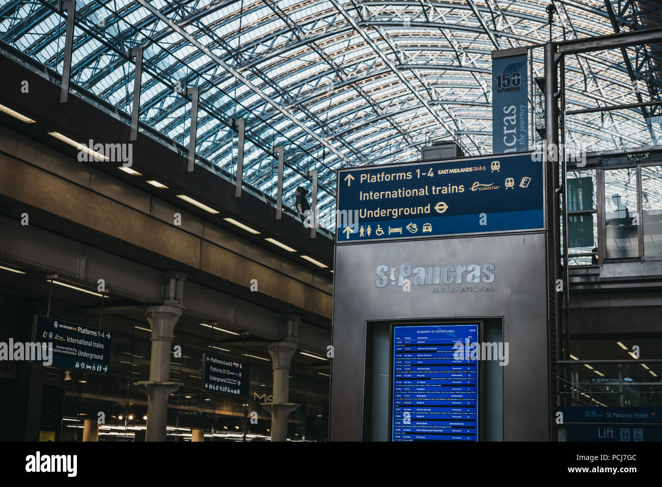 Directional Signs And Arrival And Departure Board Inside St Pancras International London Uk Stock Photo Alamy