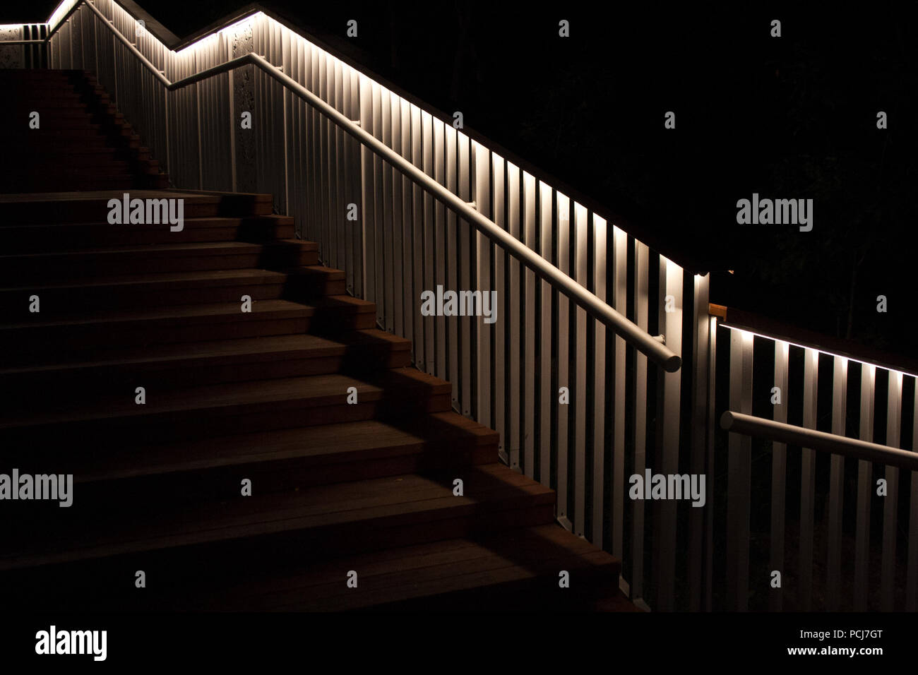 Park hill stairs detail illuminated on a summer night Stock Photo
