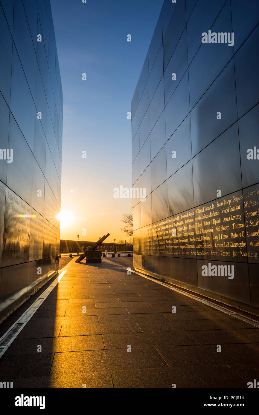 Empty Sky, September 11 memorial at sunset, Liberty State Park, New Jersey. Stock Photo