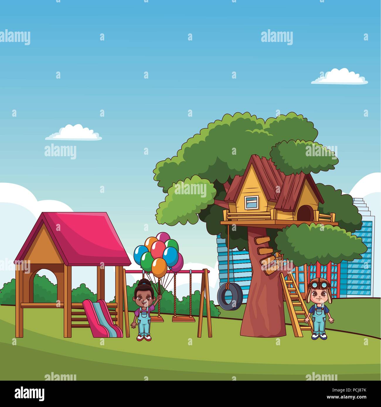 Kids playing at park cartoons Stock Vector Image & Art Alamy